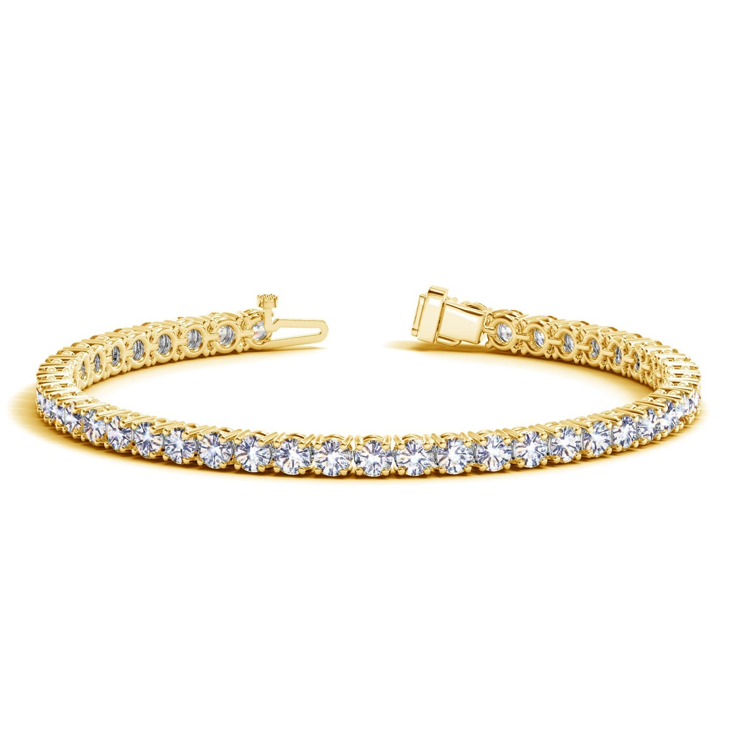 Lab Grown Round Diamond Tennis Bracelet in 14k Yellow Gold(10 cctw F/G VS2/SI1) in a sleek high-contrast midnight luxury edit